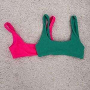 Pink and Green bathing suit tops